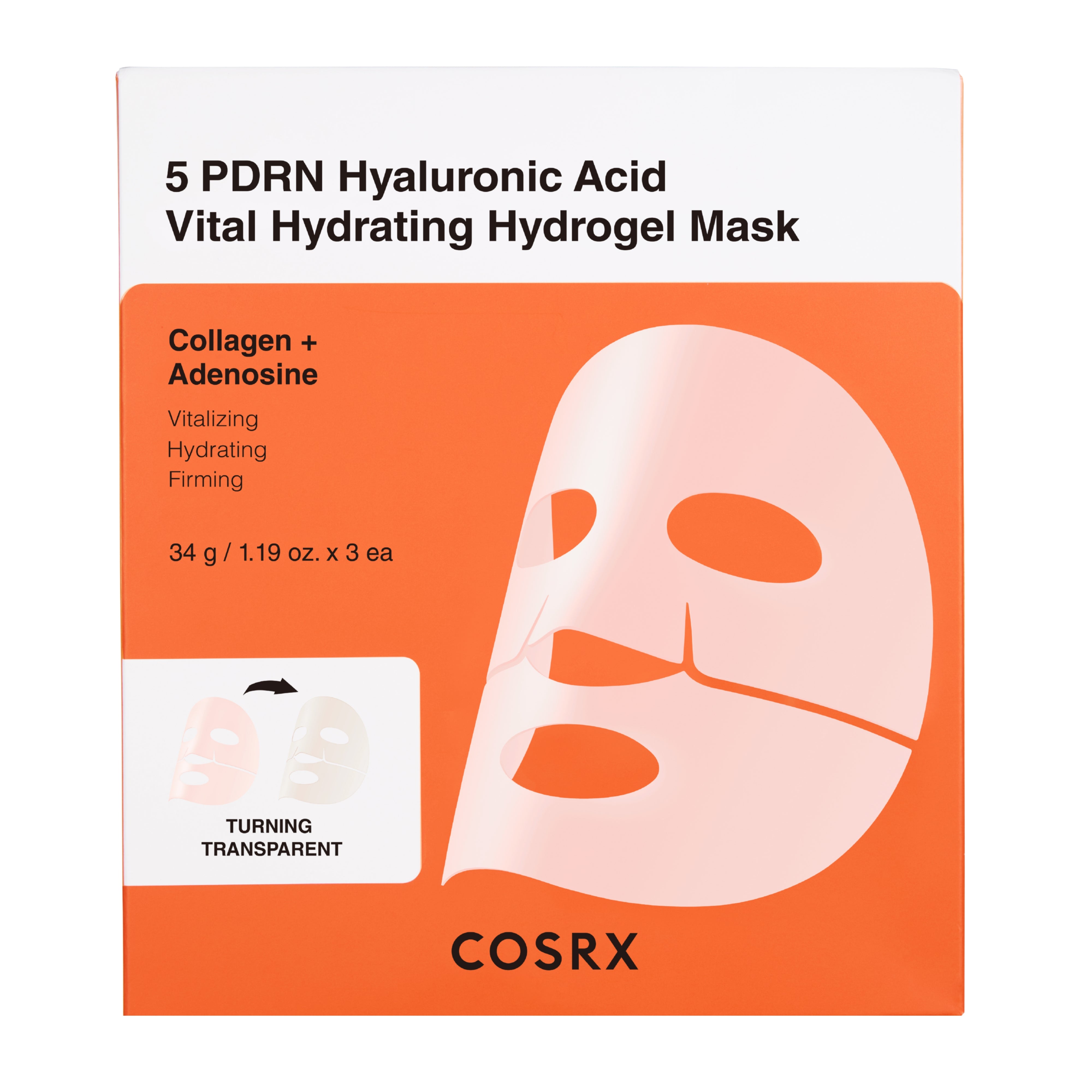 5 PDRN Hyaluronic Acid Vital Hydrating Hydrogel Mask 3-pack