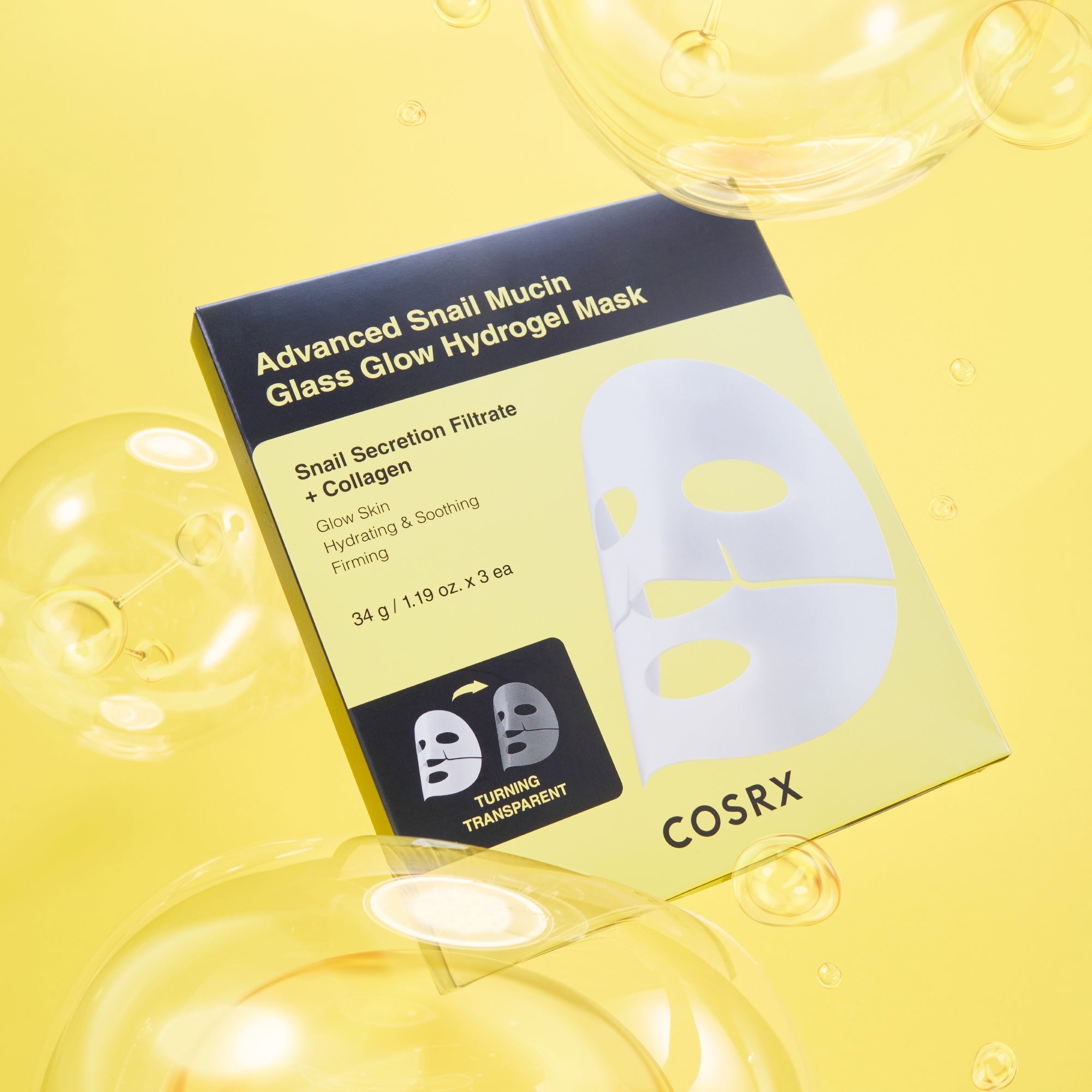 Advanced Snail Mucin Glass Glow Hydrogel Mask x3